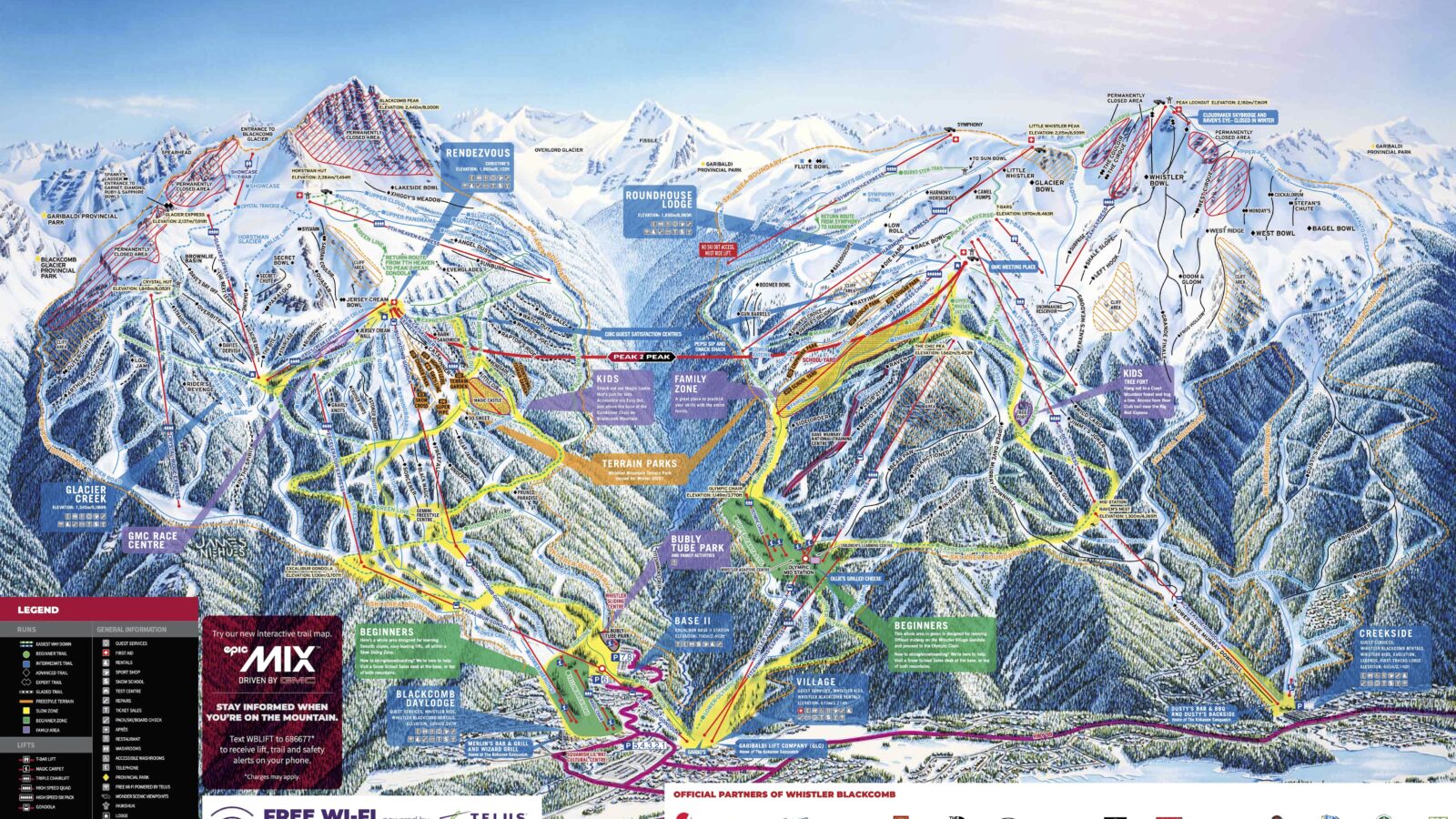 Pistekaart Whistler Blackcomb