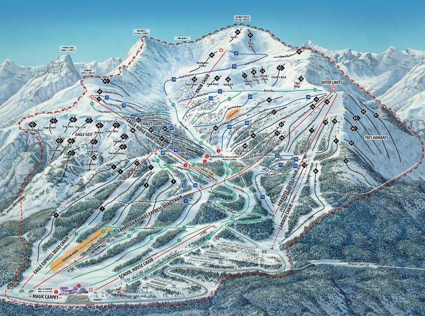 Pistekaart Marmot Basin – Jasper