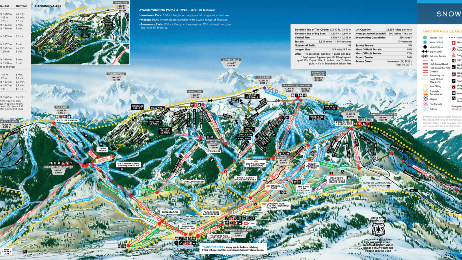 Pistekaart Aspen Snowmass