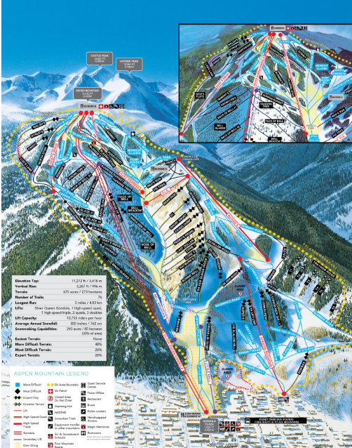Pistekaart Aspen Snowmass